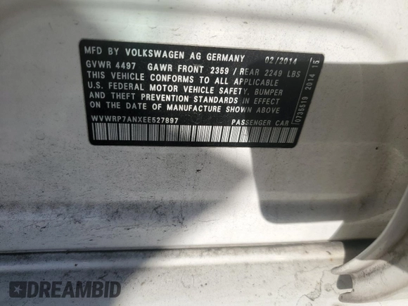 2014 Volkswagen CC Lux with VIN WVWRP7ANXEE527897, listed as a Copart auction lot 79025454 with 139,156 mi miles and Salvage Title. Bid and sale history available at carsss.com. Image 12.