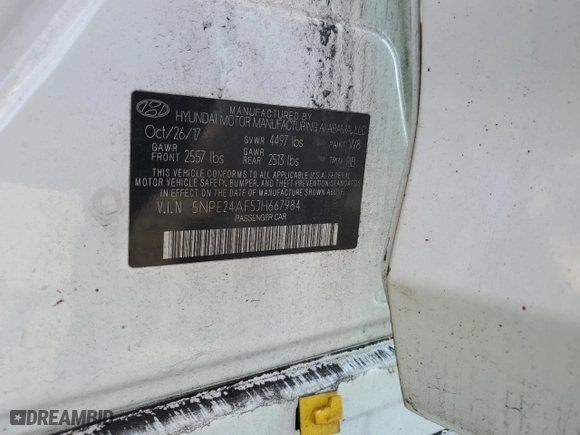 2018 Hyundai Sonata SE with VIN 5NPE24AF5JH667984, listed as a Copart auction lot 46989405 with 0 mi miles and Salvage Title. Bid and sale history available at carsss.com. Image 12.