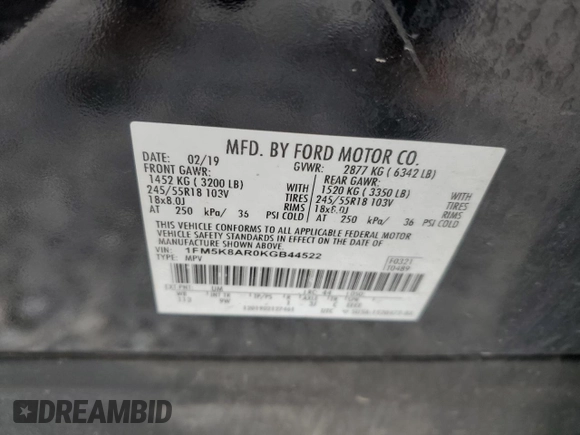 2019 Ford Police Interceptor Utility z VIN 1FM5K8AR0KGB44522, wystawiony jako Copart lot #58401635 z przebiegiem Nie podano mil oraz Tytuł czysty. Historia ofert i sprzedaży dostępna na DreamBid. Obrazek 14.