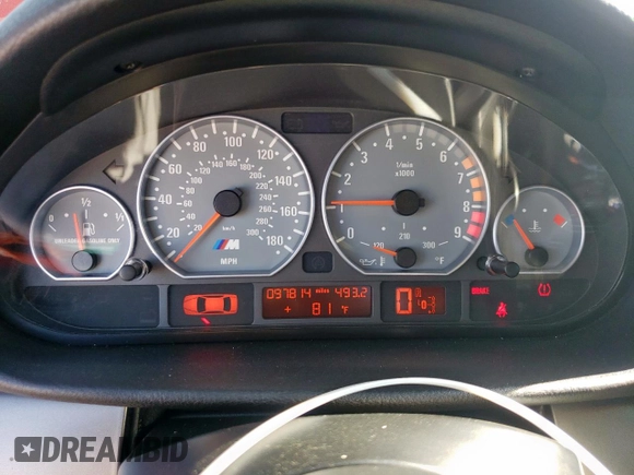 2002 BMW 3 Series M3 with VIN WBSBL93402JR14404, listed as a Copart auction lot 52740145 with 97,814 mi miles and Clean Title. Bid and sale history available at DreamBid. Image 9.