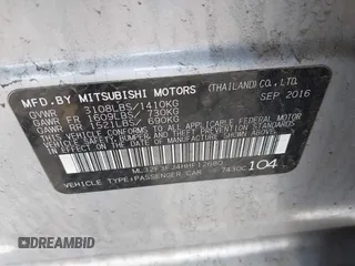2017 Mitsubishi Mirage ES with VIN ML32F3FJ4HHF12680, listed as a IAAI auction lot 41467148 with 49,089 mi miles and . Bid and sale history available at DreamBid. Image 9.