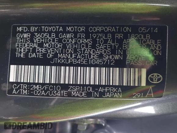2014 Scion xD с VIN JTKKUPB45E1045712, выставлен на аукционе IAAI как лот 41173968 с пробегом 137 345 миль миль и . История ставок и продаж доступна на DreamBid. Изображение 9.