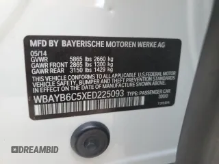 2014 BMW 7 Series 750i xDrive with VIN WBAYB6C5XED225093, listed as a Copart auction lot 83626884 with 60,468 mi miles and Salvage Title. Bid and sale history available at carsss.com. Image 12.