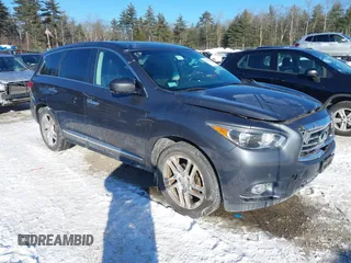 2013 Infiniti JX35 with VIN 5N1AL0MM6DC314048, listed as a IAAI auction lot 41393672 with 158,073 mi miles. Bid and sale history available at carsss.com. Image 1.