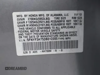 2013 Honda Pilot EX-L with VIN 5FNYF3H75DB012205, listed as a IAAI auction lot 41797084 with 181,577 mi miles and . Bid and sale history available at DreamBid. Image 9.