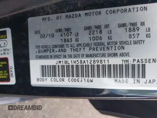 2010 Mazda 3 S Sport with VIN JM1BL1H58A1289811, listed as a IAAI auction lot 42247957 with 141,481 mi miles and . Bid and sale history available at DreamBid. Image 9.