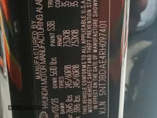 2024 Hyundai Santa Cruz SEL z VIN 5NTJBDAE4RH097401, wystawiony jako Copart lot #55235555 z przebiegiem 31 201 mil mil oraz Czysty tytuł • Clean title. Historia ofert i sprzedaży dostępna na DreamBid. Obrazek 13.