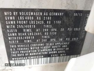 2014 Volkswagen Tiguan SEL with VIN WVGAV3AX7EW022239, listed as a IAAI auction lot 42381670 with 180,729 mi miles and . Bid and sale history available at DreamBid. Image 9.