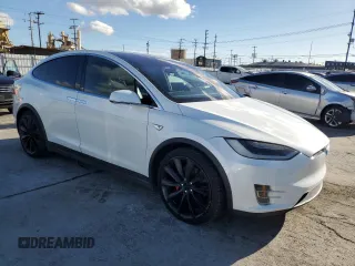 2016 Tesla Model X P90D with VIN 5YJXCBE48GF000255, listed as a Copart auction lot 49186565 with 0 mi miles and Salvage Title. Bid and sale history available at carsss.com. Image 4.