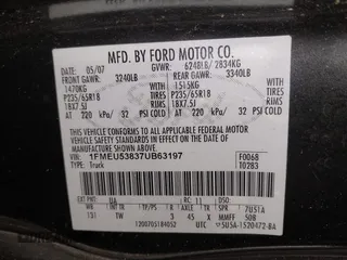 2007 Ford Explorer Sport Trac Limited с VIN 1FMEU53837UB63197, выставлен на аукционе IAAI как лот 41353758 с пробегом Не указан миль и . История ставок и продаж доступна на DreamBid. Изображение 9.