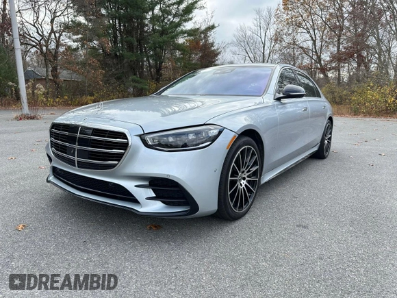 2021 Mercedes-Benz S 580 with VIN W1K6G7GB8MA039284, listed as a Copart auction lot 55825815 with 77,726 mi miles and Clean Title. Bid and sale history available at carsss.com. Image 2.