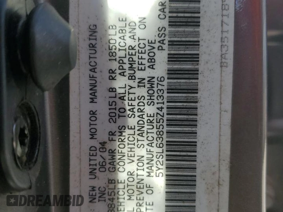 2005 Pontiac Vibe with VIN 5Y2SL63855Z413376, listed as a Copart auction lot 74682264 with 152,763 mi miles and Salvage Title. Bid and sale history available at carsss.com. Image 13.