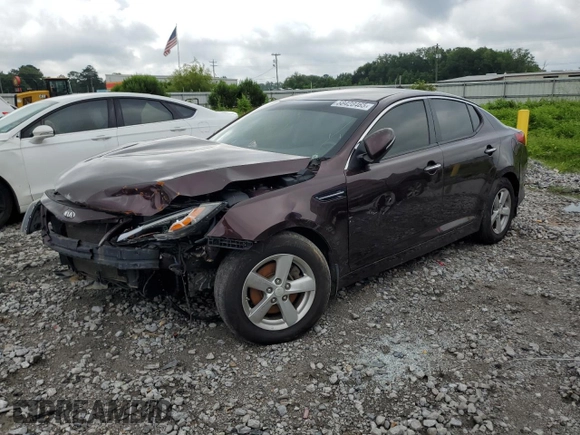 2015 Kia Optima LX with VIN 5XXGM4A79FG433037, listed as a Copart auction lot 58428465 with 112,370 mi miles and Salvage title. Bid and sale history available at DreamBid. Image 1.