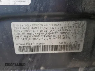2007 Volkswagen Passat Wolfsburg Edition z VIN WVWAK73C47P140065, wystawiony jako Copart lot #57524315 z przebiegiem 189 924 mil mil oraz Szkoda całkowita • Salvage title. Historia ofert i sprzedaży dostępna na DreamBid. Obrazek 12.