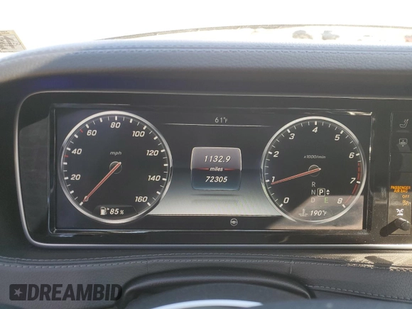 2015 Mercedes-Benz S-Class S 550 with VIN WDDUG8FBXFA118828, listed as a Copart auction lot 50624055 with 72,305 mi miles and Salvage Title. Bid and sale history available at carsss.com. Image 9.