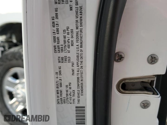 2023 Ram 2500 Tradesman with VIN 3C6UR5HJXPG602824, listed as a Copart auction lot 82126654 with 48,705 mi miles and Salvage Title. Bid and sale history available at carsss.com. Image 12.