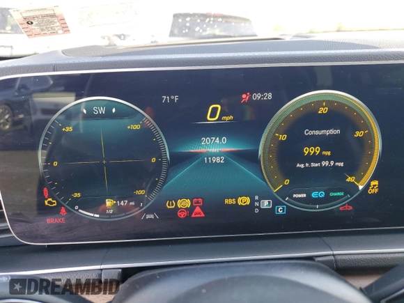 2023 Mercedes-Benz GLS 450 with VIN 4JGFF5KE2PA929007, listed as a Copart auction lot 52700334 with 11,982 mi miles and Salvage Title. Bid and sale history available at DreamBid. Image 9.