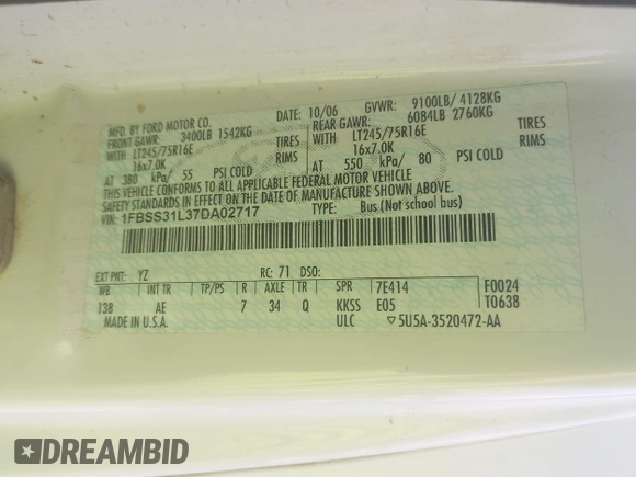 2007 Ford Econoline Passenger XL с VIN 1FBSS31L37DA02717, выставлен на аукционе IAAI как лот 42624237 с пробегом 422 811 миль миль и . История ставок и продаж доступна на DreamBid. Изображение 9.