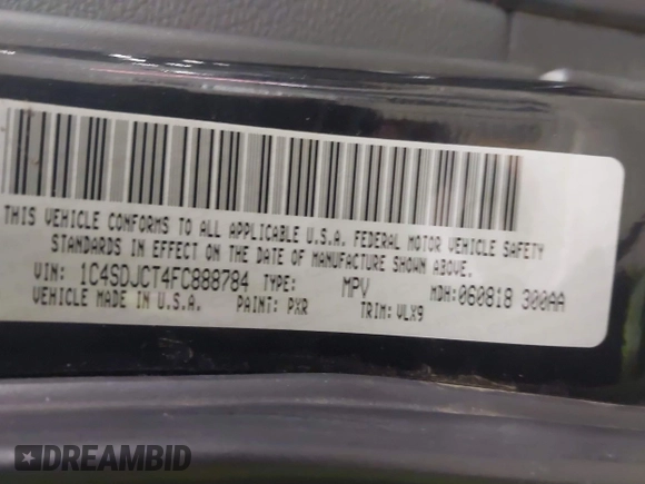 2015 Dodge Durango R/T with VIN 1C4SDJCT4FC888784, listed as a IAAI auction lot 41491247 with 192,206 mi miles and . Bid and sale history available at carsss.com. Image 9.
