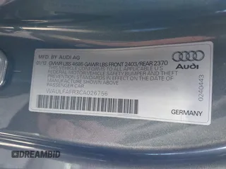2012 Audi A5 Premium Plus z VIN WAULFAFR3CA026756, wystawiony jako IAAI lot #41824538 z przebiegiem 60 304 mil mil oraz . Historia ofert i sprzedaży dostępna na DreamBid. Obrazek 9.