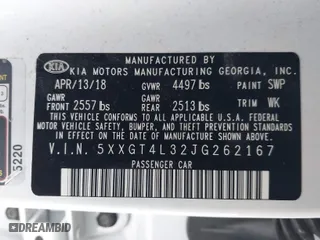 2018 Kia Optima S with VIN 5XXGT4L32JG262167, listed as a IAAI auction lot 41919613 with 1 mi miles. Bid and sale history available at carsss.com. Image 9.
