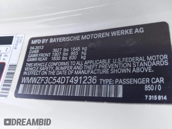 2013 MINI Clubman z VIN WMWZF3C54DT491236, wystawiony jako IAAI lot #41663705 z przebiegiem 90 046 mil mil oraz . Historia ofert i sprzedaży dostępna na DreamBid. Obrazek 9.