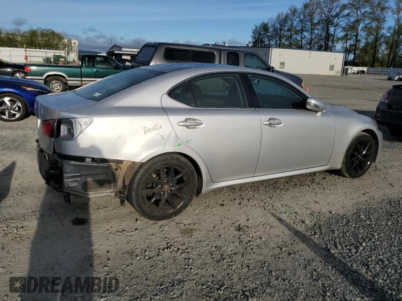 2011 Lexus IS 250 with VIN JTHBF5C29B2100606, listed as a Copart auction lot 52986805 with 193,286 mi miles and Salvage Title. Bid and sale history available at carsss.com. Image 3.