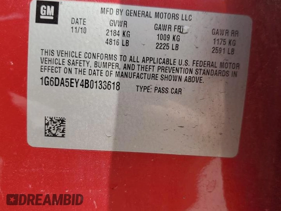 2011 Cadillac CTS with VIN 1G6DA5EY4B0133618, listed as a Copart auction lot 62953395 with 152,546 mi miles and Salvage title. Bid and sale history available at DreamBid. Image 12.