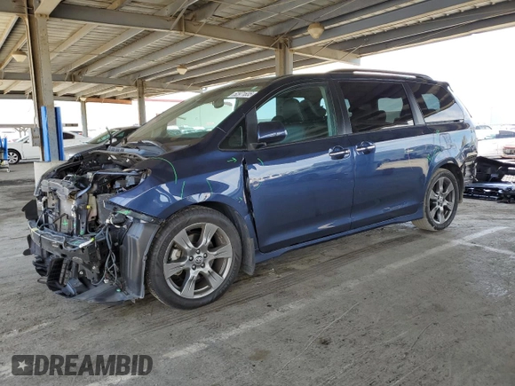 2020 Toyota Sienna SE with VIN 5TDXZ3DC4LS034373, listed as a Copart auction lot 52971635 with 44,421 mi miles and Salvage Title. Bid and sale history available at carsss.com. Image 1.