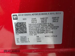 2023 GMC Terrain SLE with VIN 3GKALTEG0PL207699, listed as a IAAI auction lot 41791865 with 13,566 mi miles. Bid and sale history available at carsss.com. Image 9.