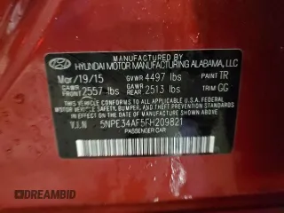 2015 Hyundai Sonata Sport with VIN 5NPE34AF5FH209821, listed as a Copart auction lot 49320145 with Not provided miles and Clean title. Bid and sale history available at DreamBid. Image 12.