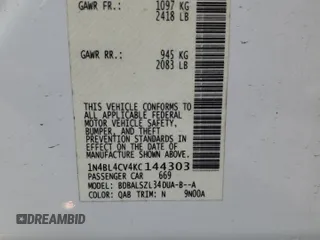 2019 Nissan Altima SR with VIN 1N4BL4CV4KC144303, listed as a Copart auction lot 50782675 with 47,400 mi miles and Salvage Title. Bid and sale history available at DreamBid. Image 12.