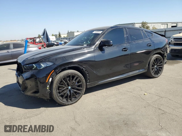 2024 BMW X6 M60i with VIN 5UX43EX04R9S22513, listed as a Copart auction lot 74380844 with 255 mi miles and Salvage Title. Bid and sale history available at carsss.com. Image 1.