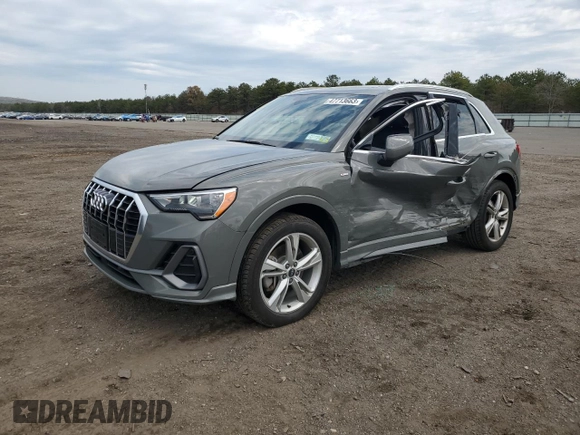 2021 Audi Q3 S line Premium with VIN WA1DECF38M1022053, listed as a Copart auction lot 47713663 with 17,545 mi miles. Bid and sale history available at carsss.com. Image 1.