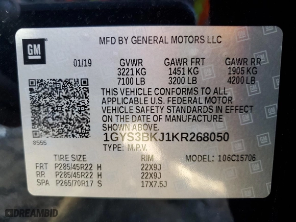 2019 Cadillac Escalade Luxury with VIN 1GYS3BKJ1KR268050, listed as a Copart auction lot 80866924 with 78,078 mi miles and Salvage Title. Bid and sale history available at carsss.com. Image 13.