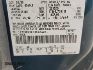 1999 Ford F-250 XL with VIN 1FTNX20L3XEB76271, listed as a Copart auction lot 43633095 with 166,947 mi miles and Salvage title. Bid and sale history available at DreamBid. Image 15.