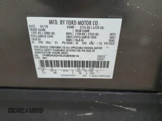 2018 Ford Explorer XLT with VIN 1FM5K8DH0JGB50614, listed as a Copart auction lot 58056835 with 106,595 mi miles and Salvage title. Bid and sale history available at DreamBid. Image 13.