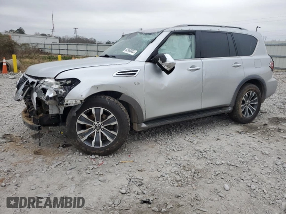 2020 Nissan Armada SL with VIN JN8AY2NDXL9108859, listed as a Copart auction lot 43950305 with 0 mi miles and Salvage Title. Bid and sale history available at carsss.com. Image 1.