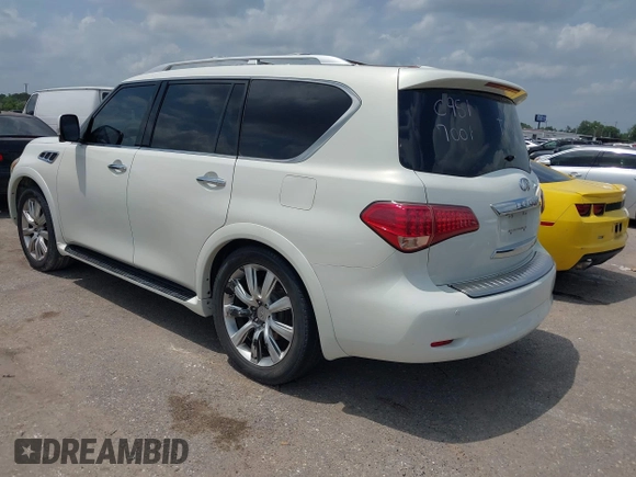 2012 Infiniti QX56 7-passenger with VIN JN8AZ2NF0C9517001, listed as a IAAI auction lot 42101650 with 225,257 mi miles. Bid and sale history available at carsss.com. Image 3.