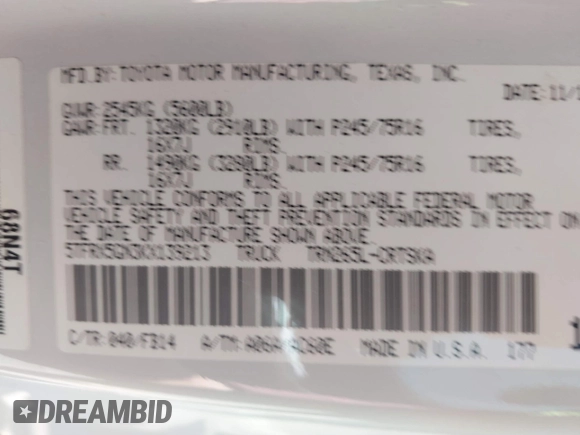 2019 Toyota Tacoma SR with VIN 5TFRX5GN3KX139213, listed as a IAAI auction lot 42482892 with 29,794 mi miles and . Bid and sale history available at DreamBid. Image 9.