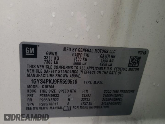 2015 Cadillac Escalade Platinum z VIN 1GYS4PKJ9FR599510, wystawiony jako Copart lot #56688215 z przebiegiem 292 890 mil mil oraz Szkoda całkowita • Salvage title. Historia ofert i sprzedaży dostępna na DreamBid. Obrazek 13.