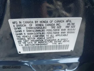 2009 Acura MDX Sport/Pwr Tail Gate with VIN 2HNYD28769H504947, listed as a IAAI auction lot 41953558 with 265,294 mi miles. Bid and sale history available at carsss.com. Image 9.