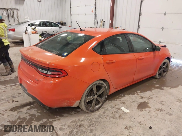 2015 Dodge Dart GT with VIN 1C3CDFEBXFD302643, listed as a IAAI auction lot 41655614 with 198,378 mi miles. Bid and sale history available at carsss.com. Image 4.