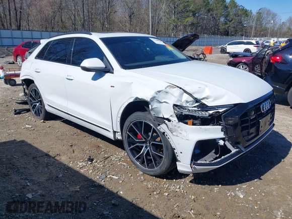 2019 Audi Q8 Prestige z VIN WA1FVAF12KD038238, wystawiony jako IAAI lot #41740092 z przebiegiem 55 699 mil mil oraz . Historia ofert i sprzedaży dostępna na DreamBid. Obrazek 1.