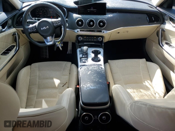 2023 Kia Stinger GT2 with VIN KNAE55LC3P6122804, listed as a Copart auction lot 48933335 with 17,495 mi miles and Salvage Title. Bid and sale history available at DreamBid. Image 8.
