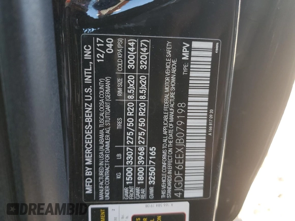 2018 Mercedes-Benz GLS 450 with VIN 4JGDF6EEXJB079198, listed as a Copart auction lot 71256604 with 90,111 mi miles and Salvage Title. Bid and sale history available at DreamBid. Image 12.