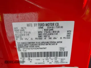 2013 Ford F-150 XL with VIN 1FTFW1EF0DKF60767, listed as a IAAI auction lot 41809576 with 120,946 mi miles. Bid and sale history available at carsss.com. Image 9.