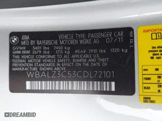 2012 BMW 6 Series 650i with VIN WBALZ3C53CDL72101, listed as a IAAI auction lot 42024630 with 35,046 mi miles. Bid and sale history available at carsss.com. Image 9.