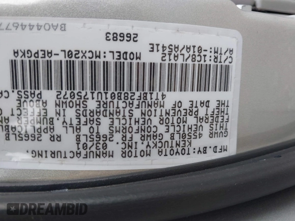 2001 Toyota Avalon XL z VIN 4T1BF28B01U175072, wystawiony jako IAAI lot #42114046 z przebiegiem 208 283 mil mil oraz . Historia ofert i sprzedaży dostępna na DreamBid. Obrazek 9.