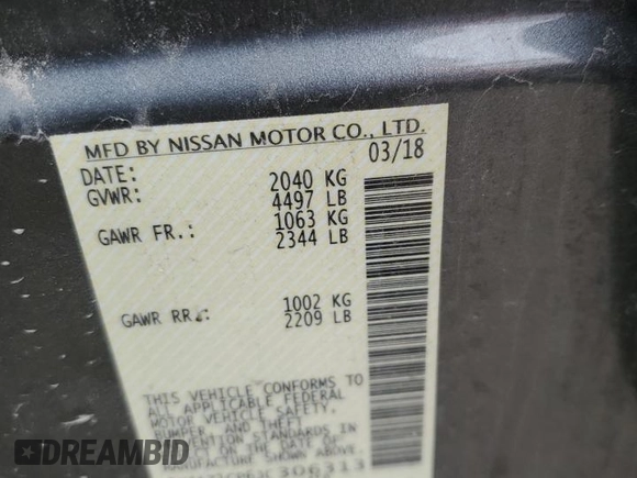 2018 Nissan LEAF SL with VIN 1N4AZ1CP6JC306313, listed as a Copart auction lot 48674234 with 37,808 mi miles and Salvage Title. Bid and sale history available at DreamBid. Image 12.